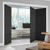 Three Folding Doors & Frame Kit - Chelsea 4 Panel 2+1 - Black Painted - Prefinished