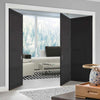 Three Folding Doors & Frame Kit - Chelsea 4 Panel 2+1 - Black Primed