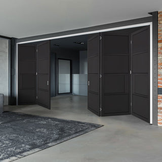Image: Five Folding Doors & Frame Kit - Chelsea 4 Panel 3+2 - Black Primed