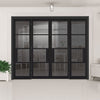 ThruEasi Room Divider - Chelsea 4 Pane Black Primed Tinted Glass Unfinished Double Doors with Double Sides