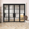 ThruEasi Room Divider - Chelsea 4 Pane Black Primed Clear Glass Unfinished Double Doors with Double Sides