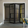 Three Folding Doors & Frame Kit - Chelsea 4 Pane Black Primed 3+0 - Clear Glass