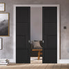 Chelsea 4 Panel Black Primed Double Evokit Pocket Doors