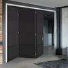 Three Folding Doors & Frame Kit - Chelsea 4 Panel 3+0 - Black Painted - Prefinished