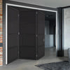 Three Folding Doors & Frame Kit - Chelsea 4 Panel 3+0 - Black Painted - Prefinished