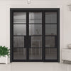ThruEasi Room Divider - Chelsea 4 Pane Black Primed Tinted Glass Unfinished Double Doors with Single Side