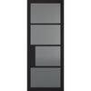 ThruEasi Room Divider - Chelsea 4 Pane Black Primed Tinted Glass Unfinished Double Doors with Single Side