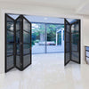 Five Folding Doors & Frame Kit - Chelsea 4 Pane Black Primed 3+2 - Tinted Glass