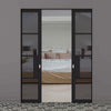 Chelsea 4 Pane Black Primed Absolute Evokit Double Pocket Door - Tinted Glass