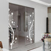 Cherry Blossom 8mm Clear Glass - Obscure Printed Design - Double Absolute Pocket Door