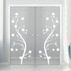 Cherry Blossom 8mm Clear Glass - Obscure Printed Design - Double Evokit Glass Pocket Door