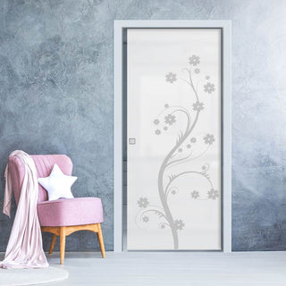 Image: Cherry Blossom 8mm Obscure Glass - Obscure Printed Design - Single Evokit Glass Pocket Door
