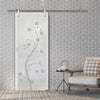 Single Glass Sliding Door - Solaris Tubular Stainless Steel Sliding Track & Cherry Blossom 8mm Obscure Glass - Obscure Printed Design