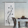 Single Glass Sliding Door - Solaris Tubular Stainless Steel Sliding Track & Cherry Blossom 8mm Obscure Glass - Clear Printed Design