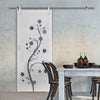 Single Glass Sliding Door - Solaris Tubular Stainless Steel Sliding Track & Cherry Blossom 8mm Obscure Glass - Clear Printed Design
