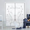 Cherry Blossom 8mm Obscure Glass - Obscure Printed Design - Double Evokit Glass Pocket Door