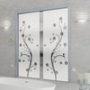 Cherry Blossom 8mm Obscure Glass - Clear Printed Design - Double Evokit Glass Pocket Door
