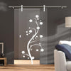 Single Glass Sliding Door - Solaris Tubular Stainless Steel Sliding Track & Cherry Blossom 8mm Clear Glass - Obscure Printed Design