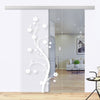 Single Glass Sliding Door - Cherry Blossom 8mm Clear Glass - Obscure Printed Design with Elegant Track