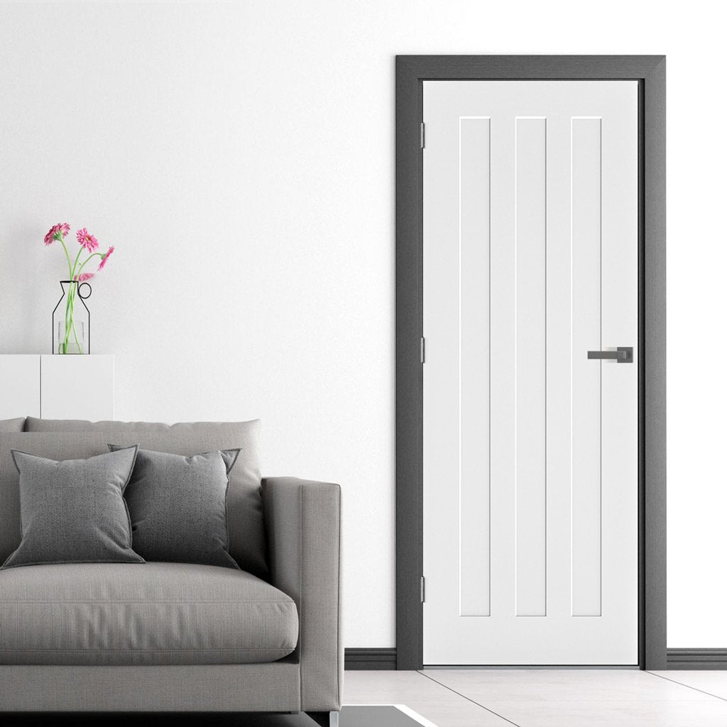 Bespoke Chester White Primed Panel Fire Internal Door - 1/2 Hour Fire Rated