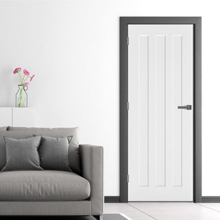 Image: Bespoke Chester White Primed Panel Fire Internal Door - 1/2 Hour Fire Rated