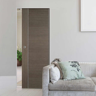 Image: Chocolate Grey Alcaraz Absolute Evokit Single Pocket Doors - Prefinished