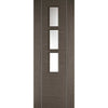Double Sliding Door & Wall Track - Alcaraz Chocolate Grey Doors - Clear Glass - Prefinished