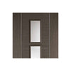 Double Sliding Door & Wall Track - Alcaraz Chocolate Grey Doors - Clear Glass - Prefinished