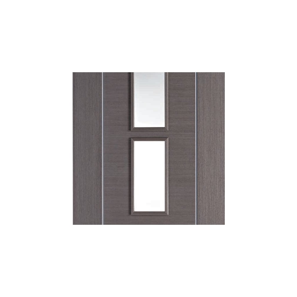 Bespoke Chocolate Grey Alcaraz Door Pair - Clear Glass - Prefinished