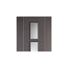 Chocolate Grey Alcaraz Staffetta Quad Telescopic Pocket Doors - Clear Glass - Prefinished