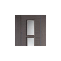 Bespoke Chocolate Grey Alcaraz Door Pair - Clear Glass - Prefinished