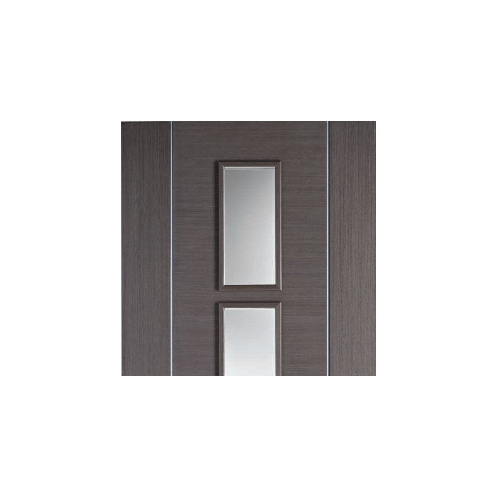 Bespoke Chocolate Grey Alcaraz Door Pair - Clear Glass - Prefinished