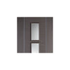 Bespoke Chocolate Grey Alcaraz Door Pair - Clear Glass - Prefinished