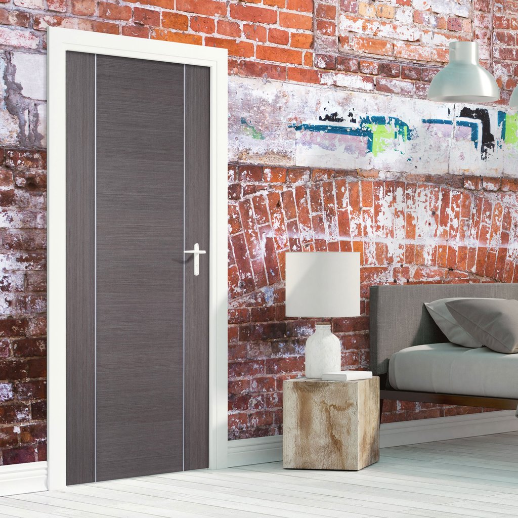 Modern flush grey colour interior door