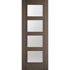 Single Sliding Door & Wall Track - Vancouver 4 Pane Chocolate Grey Door - Clear Glass - Prefinished