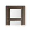 Single Sliding Door & Wall Track - Vancouver 4 Pane Chocolate Grey Door - Clear Glass - Prefinished