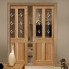 Oak Churnet Oak Double Evokit Pocket Doors - Leaded clear glass