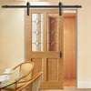 Single Sliding Door & Track - Churnet Oak Door - Leaded Clear glass