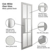 JB Kind Industrial Civic White Door Pair - Clear Glass - Prefinished