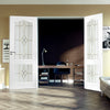 Classic Grained Internal PVC Door Pair - 2 Starburst Style Glass