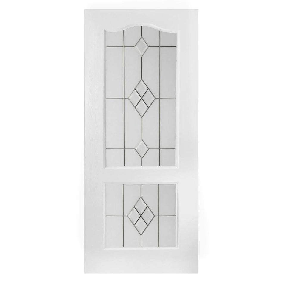 Classic Grained Internal PVC Door - 2 Starburst Style Glass