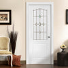 White PVC classic door with grained faces galaxy style toughened glass 