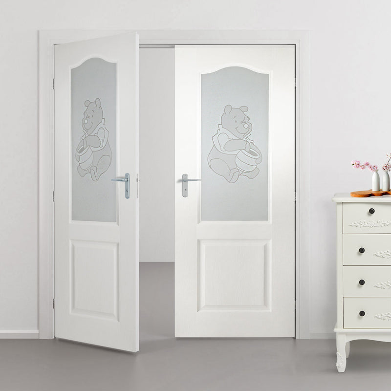 Classic Grained Internal PVC Door Pair - Bespoke Design Glass