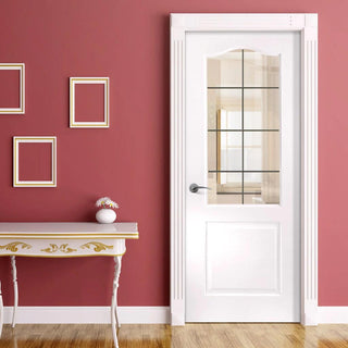 Image: Classic Grained Internal PVC Door - Georgian Style Leaded Glass