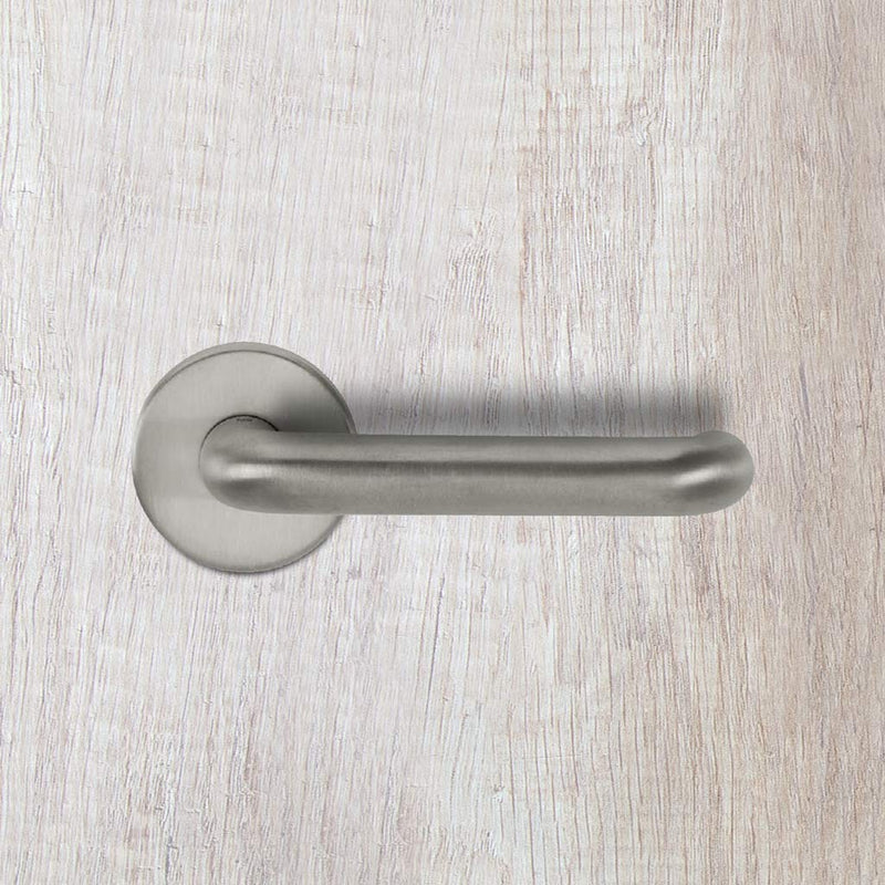 CleanTouch RTD Lever on Round Rose Set with Anti-Bacterial Coating - Satin Chrome