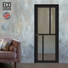 Handmade Eco-Urban Hampton 4 Pane Solid Wood Internal Door UK Made DD6413G Clear Glass - Eco-Urban® Shadow Black Premium Primed