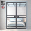 Sheffield 5 Pane Solid Wood Internal Door Pair UK Made DD6312G - Clear Glass - Eco-Urban® Stormy Grey Premium Primed