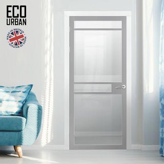Image: Sheffield 5 Pane Solid Wood Internal Door UK Made DD6312G - Clear Glass - Eco-Urban® Mist Grey Premium Primed