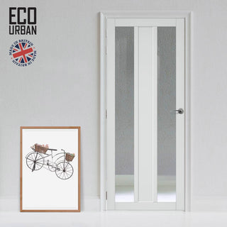 Image: Handmade Eco-Urban Avenue 2 Pane 1 Panel Solid Wood Internal Door UK Made DD6410G Clear Glass - Eco-Urban® Cloud White Premium Primed