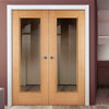 Eindhoven 1 Pane Oak Door Pair - Clear Glass - Prefinished